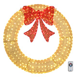 VINGLI 60 Inch Large Christmas Wreath, Outdoor Christmas Wreath for Garage, Windows, Christmas Door Wreath Decorations with Red Bow, Timer Remote Control, Plug-in, Gold VINGLI