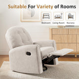 VANOMi 360 Swivel Rocker Recliner Chair, Nursery Rocking Chair with Tufted Backrest, Manual Recliner Chairs for Small Spaces, Upholstered Glider Nursing Chair for Living Room, Bedroom (Camel) VANOMi