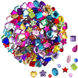 JPSOR 600pcs Gems Jewels for Crafts, Acrylic Flatback Rhinestones for Halloween Pirate Party Decorations, Crafting Embellishments Gemstone (6 Shapes, 6-13mm) JPSOR