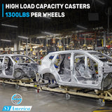 SY America 6" X 2" Cast Iron Caster Wheels,Set of 4 Heavy Duty Industrial Casters, Load Capacity 5200 lbs,Perfect Toolbox Caster Wheels-2 Brake & 2 Swivel THEGRTCWS