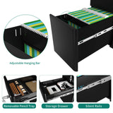 YITAHOME 3-Drawer Slim File Cabinet with Lock, Mobile Metal Office Storage Filing Cabinet, Legal/Letter Size, Pre-Assembled File Cabinet Except Wheels Under Desk - Black YITAHOME