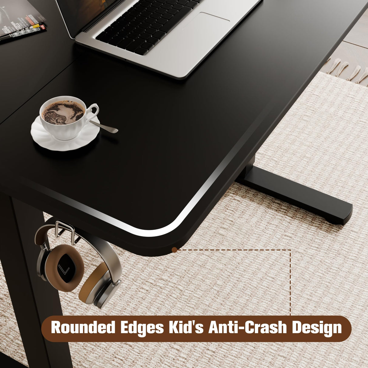 ERGOMAKER 35" Electric Standing Desk, Height Adjustable, Sit Stand Up Desk for Home Office & Computer Workstations, Memory Controller, Black ERGOMAKER