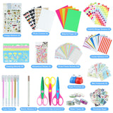 SICOHOME Scrapbook Supplies Kit - Bullet Junk Journaling Scrapbooking Set with Stationery Paper Stickers Tapes Scissors Markers - Birthday Gift Love Craft for Starter Kid Girl Women Adults SICOHOME