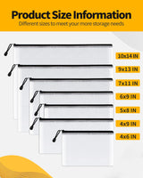 SUNEE Multisize Mesh Zipper Pouches (Black, 21 Packs), Water-Resistant Zip Bag for School Office Supplies, Puzzles & Games Organizing Storage SUNEE