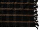 Plaid Black & Tan Fringed Woven Cotton Blend Throw Creative Co-Op