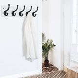 WEBI Rustic Coat Rack Wall Mount,5 Cast Iron Coat Hooks Wall Mounted,Heavy Duty Wall Coat Hanger,Vintage Hooks for Hanging Coats,Clothes,Black on White WEBI