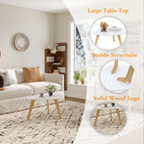 YAUKOMEL Small Oval Coffee Table,31.5" White Leaf-Shaped Center Table,Mid Century Minimalist Display Coffee Table for Living Room Small Space,Easy Assembly,White LCT50W YAUKOMEL