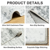 8x10 Area Rugs for Living Room - Washable Rug Modern Abstract Soft Large Neutral Non-Slip Carpet Indoor Floor Stain Resistant Thin Carpets for Bedroom Dining Room Farmhouse Nursery Home Office Grey PLHXFR