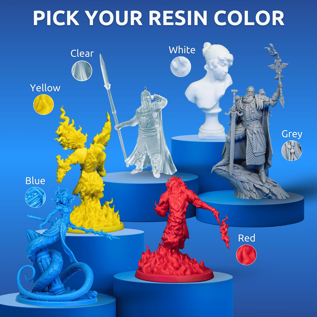 AmeraLabs TGM-7 3D Printer Resin for Tabletop Miniatures – Tough, High Resolution, Low Odor, Fast Curing 3D Printing Liquid for 4K/8K/12K LCD/DLP/SLA UV Resin 3D Printers (Grey, 5kg) AmeraLabs