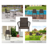 ZENY Set of 2 Wicker Barstool All Weather Dining Chairs Outdoor Patio Furniture Wicker Chairs Bar Stool with Armrest ZENY