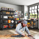 Rufokisa 5-Tier Garage Shelving Heavy Duty, 72" Metal Shelving Unit - 2250 lbs Load Capacity, 40"W x 18"D x 72"H (Black) Rufokisa