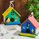 Juexica 2 Pack Bird House Kit Wooden DIY Birdhouse to Paint Build a Bird Bungalow Birdhouse Crafts to Build Family Home Arts and Craft Projects Christmas Birthday Party Gift (Rotundity) Juexica