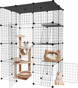 Large Cat Cage,4-Tier Catio Outdoor Cat Enclosure,DIY Cat Kennel,Cat Cages Indoor and Outdoor for 1-3 Cats MEXMIODY