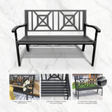 YLGJ&TIDY 50" Heavy Duty Iron Outdoor Bench - Weatherproof with Ergonomic Backrest & Armrests for Garden, Park, Patio, Porch, Lawn, Yard YLGJ&TIDY