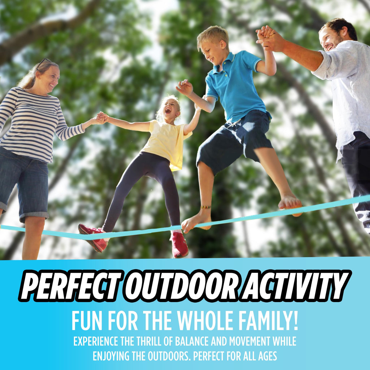 Complete Ninja Slackline Kit - 60ft Long Slack Line for Backyard for Kids & Adults with Ratchet Straps, Wider Tree Protectors - Slackline Kit for Ninja Warrior Obstacle Course for Kids Outdoor Playset Trailblaze