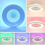 HUMHOLD 24" Bladeless Ceiling Fan with RGB Light Remote, Smart LED Ceiling Fans with Voice/App Control, Modern Low Profile Dimmable Light Ceiling Fan for Bedroom Living Room HUMHOLD