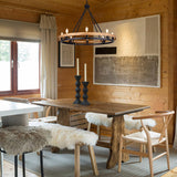 Wellmet Rustic Chandelier, Wood Painted Chandelier, 8-Light Farmhouse Wagon Wheel Chandelier for Living Room, Dining Room, Bedroom, Corridor, Hallway, Entryway Wellmet