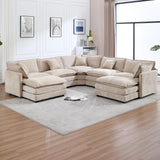 GNIXUU Cloud Couch Oversized Modular Sectional Sofa for Living Room, Modern Chenille 7 Seater Corner Sofa with Deep Seat, Large U-Shaped Couch Set for Spacious Space Apartment, Camel GNIXUU