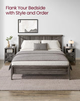 VASAGLE Farmhouse Nightstand with Barn Door, Set of 2, Bedside Table with Storage, Side End Table, Night Stand with Open Compartment, for Bedroom, Misty Gray ULET809G68 VASAGLE