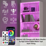 IRONCK 70-Inch Industrial White Tall Bookcase with Adjustable LED Lights IRONCK