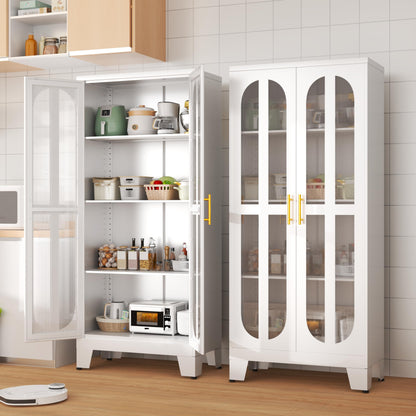 Erosoei Versatile Metal Kitchen Pantry Cabinet with Acrylic Glass Doors and Adjustable Shelves 61.02”H - WoodArtSupply