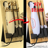 SERRATED CARVING ELECTRIC KNIFE SET By Chef PRO, With Wooden Storage Block, 2 Interchangeable Stainless-Steel Blades, Precise Cutting and Carving of Meats, Fruits, Breads, Comfortable Design, White Chef Pro