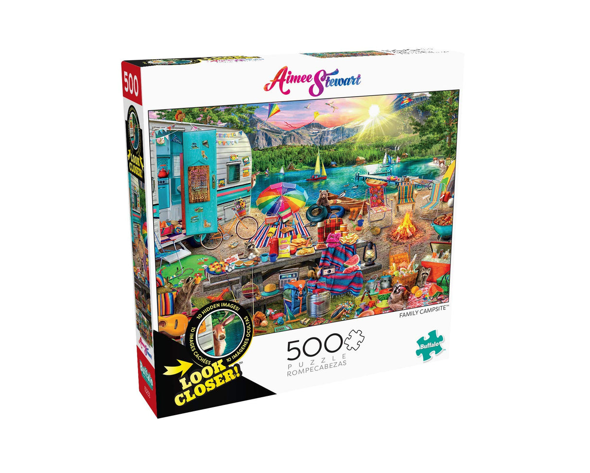 Buffalo Games - Aimee Stewart - Family Campsite - 500 Piece Jigsaw Puzzle with Hidden Images Buffalo Games