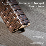 PHI VILLA Outdoor Dining Set for 6, Rectangular Rattan Table with Acacia Wood Top & Wicker Chairs with Cushions, 74” Large Modern Furniture Set for Patio, Deck, Backyard, Porch PHI VILLA