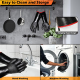 JENPOS BBQ Gloves - 1472°F Thicken Heat Resistant Gloves w/S-Hook 14 in Kitchen Oven Mitts Waterproof Grill Gloves Oil Resistant Grilling Gloves Cooking Gloves for Turkey Fryer/Baking/Oven/Smoker Jenpos