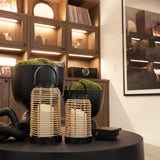 Natural Rattan Boho Lanterns - Handcrafted Decor to Enhance Every Corner of Your Home - Modern Farmhouse Beauty Perfect for Any Living Room, Indoor Coffee Table or Kitchen Dining Table KIBAGA
