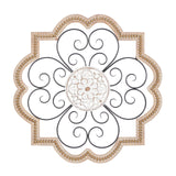 Deco 79 Wooden Scroll Home Wall Decor Carved Beading Wall Sculpture with Metal Accents, Wall Art 27" x 1" x 27", Brown Deco 79