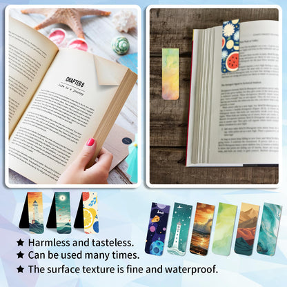 48 Pieces Magnetic Bookmarks Magnet Page Markers - Book Marks for Reading Women & Men with Storage Boxes - Cute Magnet Bookmark Clips for Reading Pleasure