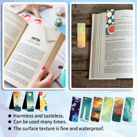 48 Pieces Magnetic Bookmarks Magnet Page Markers - Book Marks for Reading Women & Men with Storage Boxes - Cute Magnet Bookmark Clips for Reading Pleasure LUAVIARU