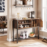 Bestier Coffee Bar with Storage Buffet Cabinet Kitchen Sideboard with Adjustable Shelves Console Table for Kitchen Dinning Room Living Room Hallway Entrance, Rustic Brown Bestier