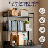 Cozy Castle Litter Box Enclosure, 57'' Cat Litter Box Furniture with Large Cabinet, Shelves and 4 S-Hooks, Hidden Cat House for Most of Litter Boxes, Wooden Pet Washroom Indoor, White Cozy Castle