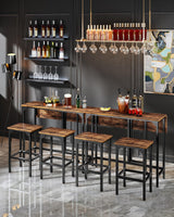 CHOEZON Bar Table and Stool Set, 39.4'' Folding Dining Table with 2 Stools, Industrial Style, for Restaurant, Living Room, Pub, Rustic Brown and Black TBT02BF CHOEZON