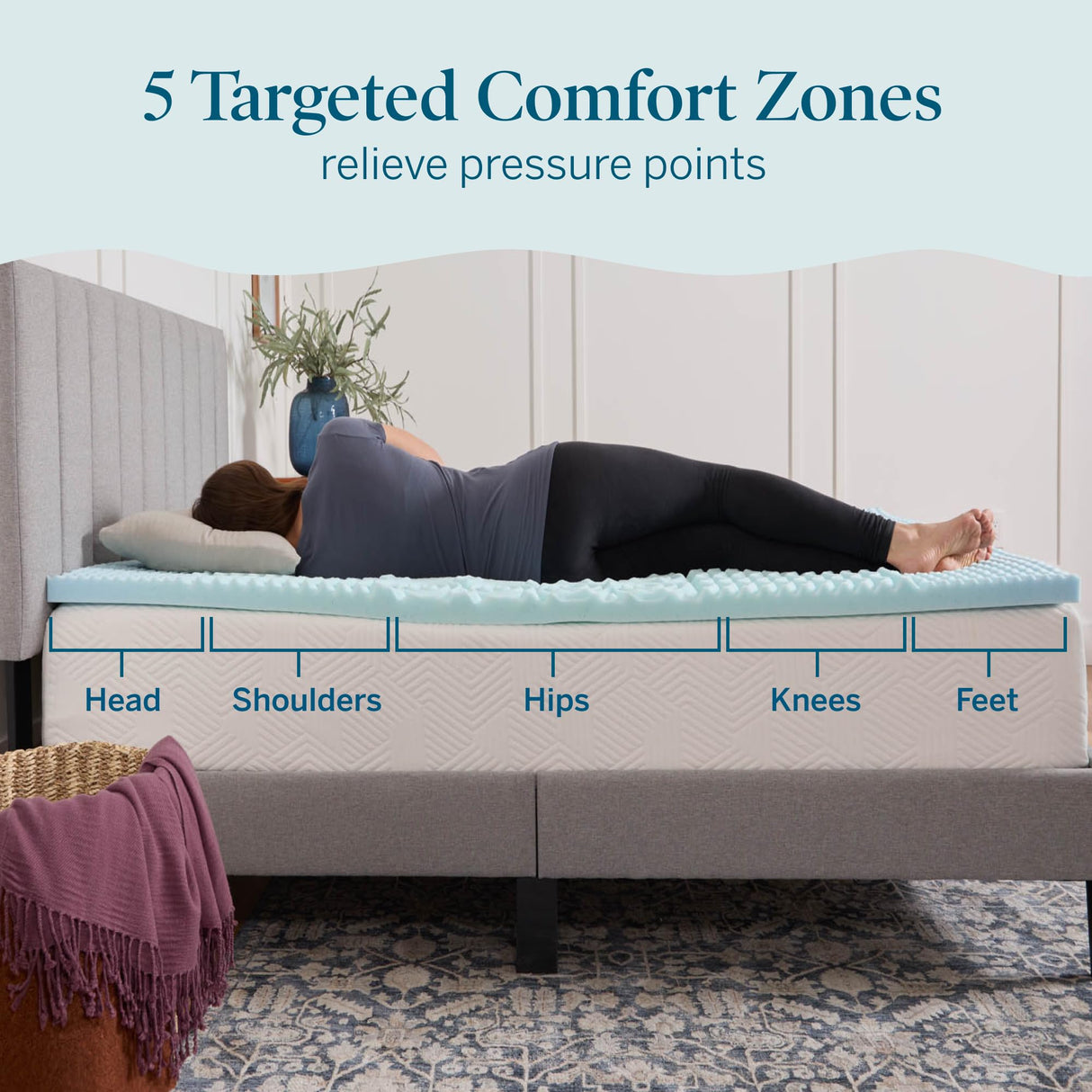 LUCID Gel Infused Memory Foam Mattress Topper – 2 Inch Mattress Topper – 5 Comfort Zones Relieve Pressure – CertiPUR-US Certified Foam - King LUCID