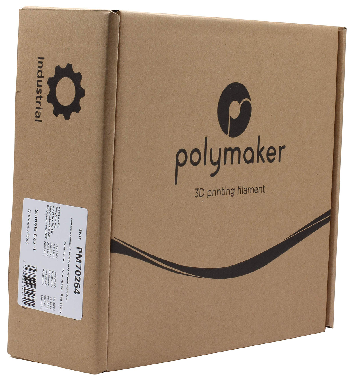 Polymaker Sample Box 4: 2.85mm PC Filament Samples - Clear, Tough, FR, ABS, PBT in Random Colors, 5x50g - Compatible with 2.85mm 3D Printers POLYMAKER