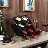 PAG 7 Bottles Freestanding Countertop Wine Rack, Metal Small Table Top Wine Rack, Drink Organizer Bottle Holder, Kitchen Organizers and Storage, Black PAG