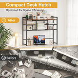 Snughome Desk Shelf, 38.6" Desktop Bookshelf, Desk Hutch Dorm, Countertop Storage Hutch with 5 Shelves for Computer Desk, Multipurpose Wood Desktop Display Organizer Rack for Home Office Dorm Snughome