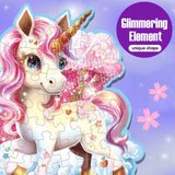 Jumbo Shimmery Floor Puzzle for Kids,Unicorn Jigsaw Large Puzzles,45 Piece Unicorn Puzzle for Toddler Ages 3-5,Children Learning Preschool Educational Toys,Birthday Gift for 4-8 Years Old IFLOVE