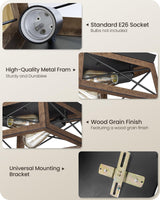 GOEBLESON Light Fixtures Ceiling Flush Mount, Farmhouse Hallway Close to Ceiling Light, Metal Frame Wood Grain, Rustic 2-Light Light Fixtures for Dining Room, Kitchen, Living Room, Brown Black GOEBLESON