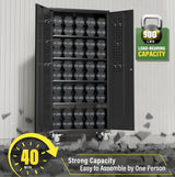 Greenvelly Metal Storage Cabinet with Wheels,72” Black Garage Storage Cabinet with Pegboards and Wheels, Rolling Tool Cabinet with Locking Doors and Shelves for Home,Basement, Kitchen Pantry,Warehouse Greenvelly