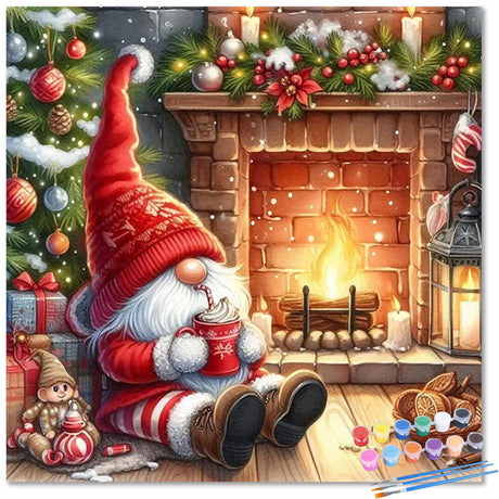 Christmas Gnome Paint by Number Kits for Adults, Christmas Paint by Numbers Kit for Adults, Painting by Numbers, Easy Oil DIY Crafts Home Wall Decor 16x16 in HMZephitiquc
