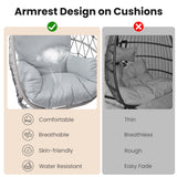 RoyalCraft Hanging Egg Chair Outdoor Swing Chair with Stand, Hammock Chair Indoor, Patio Boho Wicker Hanging Chair with Stand 350lbs Capacity for Garden, Balcony, Bedroom, Beige & Gray RoyalCraft