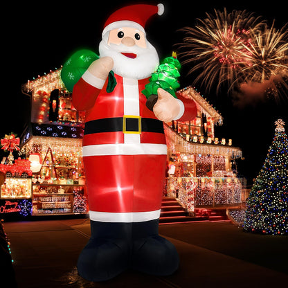 Fayavoo 14FT Giant Christmas Inflatables Outdoor Decoration Santa Claus, Christmas Blow Ups with Gift Bag Christmas Tree and LED Lights, Xmas Decor Outdoor for Outside Garden Lawn Holiday Party