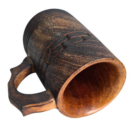 Medieval Inspired Rustic Wooden Beer Mug Handcrafted Unique Design Retro Eco-Friendly Drinkware Food Safe Tankard For beer fest Coffee & Tea - WoodArtSupply