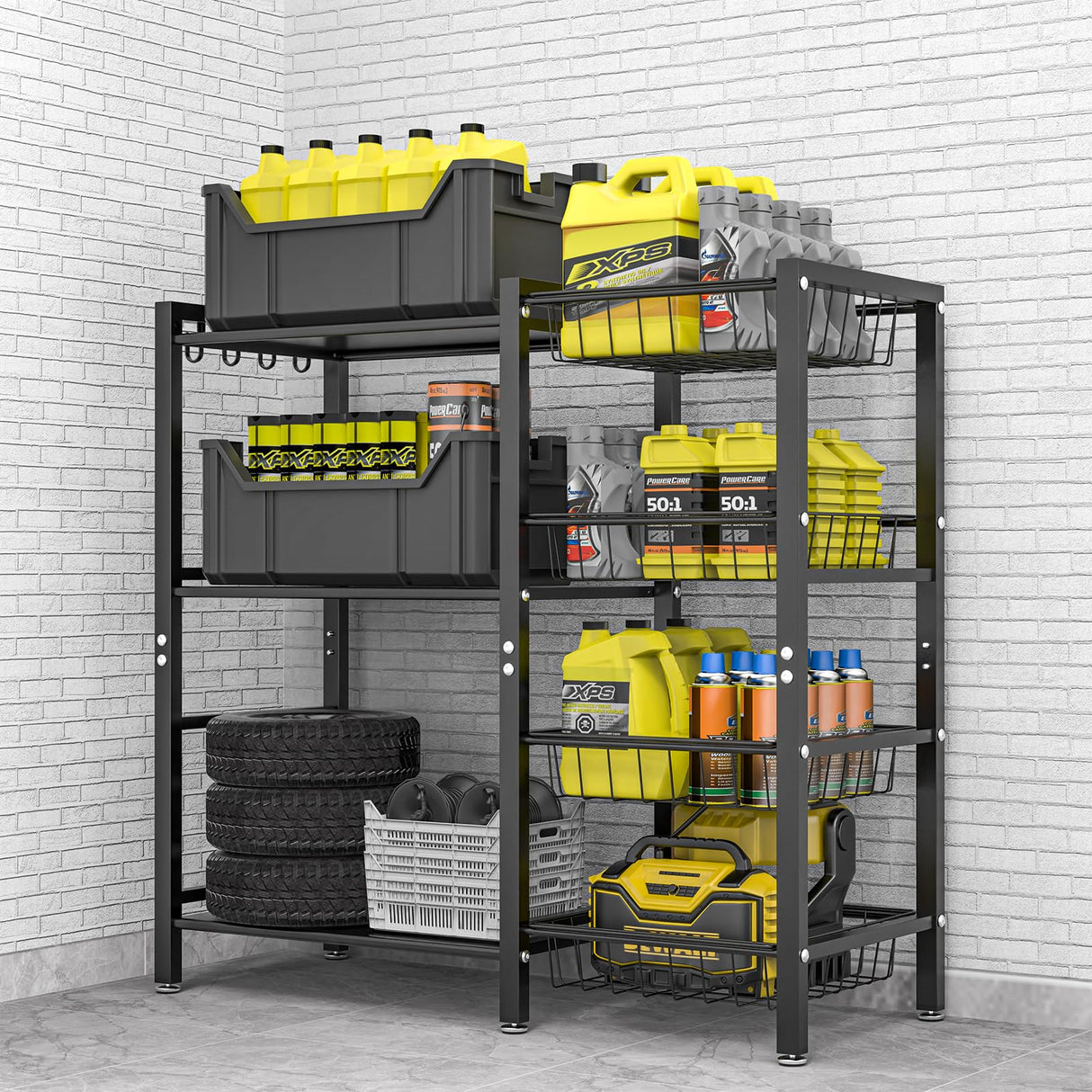 Hastatii Storage Rack Kitchen Baker's Rack - Utility Microwave Oven Stand with Steel Mesh Baskets Hastatii