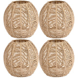 4Pcs Rattan Lamp Shade, Woven Pendant Lamp Shade, Wicker Drum Lamp Shade, Small Woven Lampshade for Floor Lamps, Pendant Light, Chandelier, Desk lamp, Wall Sconces Light Fixture Replacement STOBAZA