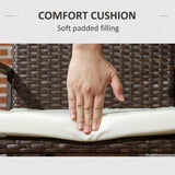 Outsunny 2 Piece PE Rattan Outdoor Dining Chairs with Cushion, Patio Wicker Dining Chair Set with Backrest, Armrests for Patio, Deck, Garden, Cream White Outsunny